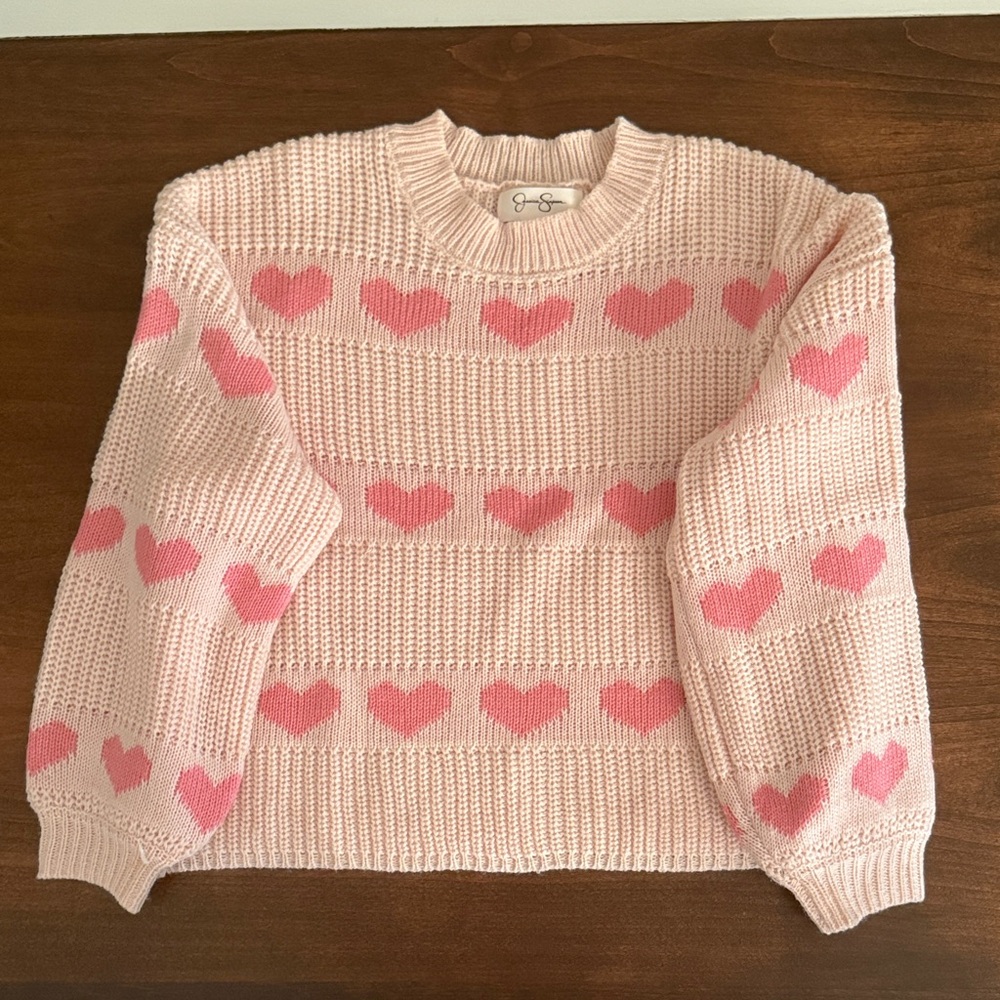 Jessica Simpson Pink Heart Knit Sweater